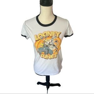 Looney Tunes Retro Ringer Tee- Size Juniors Medium